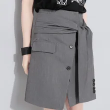 Юбка миди, распродажа, натуральный шифон, Faldas, Европа и Америка, лето, новая индивидуальность, сплит-вилка, необычная сумка, хип-юбка