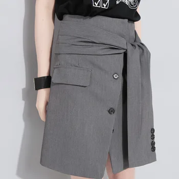

Midi Skirt Sale Natural Chiffon Faldas Europe And America 2020 Summer New Personality Split Fork Irregular A Word Bag Hip Skirt