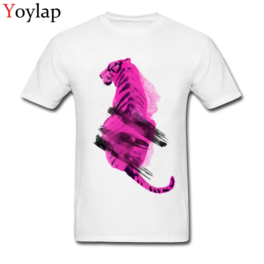 T-shirts Funny Short Sleeve Company Round Neck 100% Cotton Fabric Tops Tees Casual Summer Autumn abstract tiger Tee-Shirts for Students white