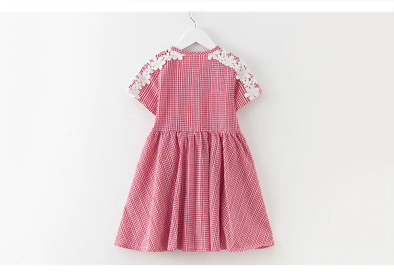 teenage girls dresses with lace crochet floral red blue plaid preppy style little girls dress 2018 summer children dress baby (10)