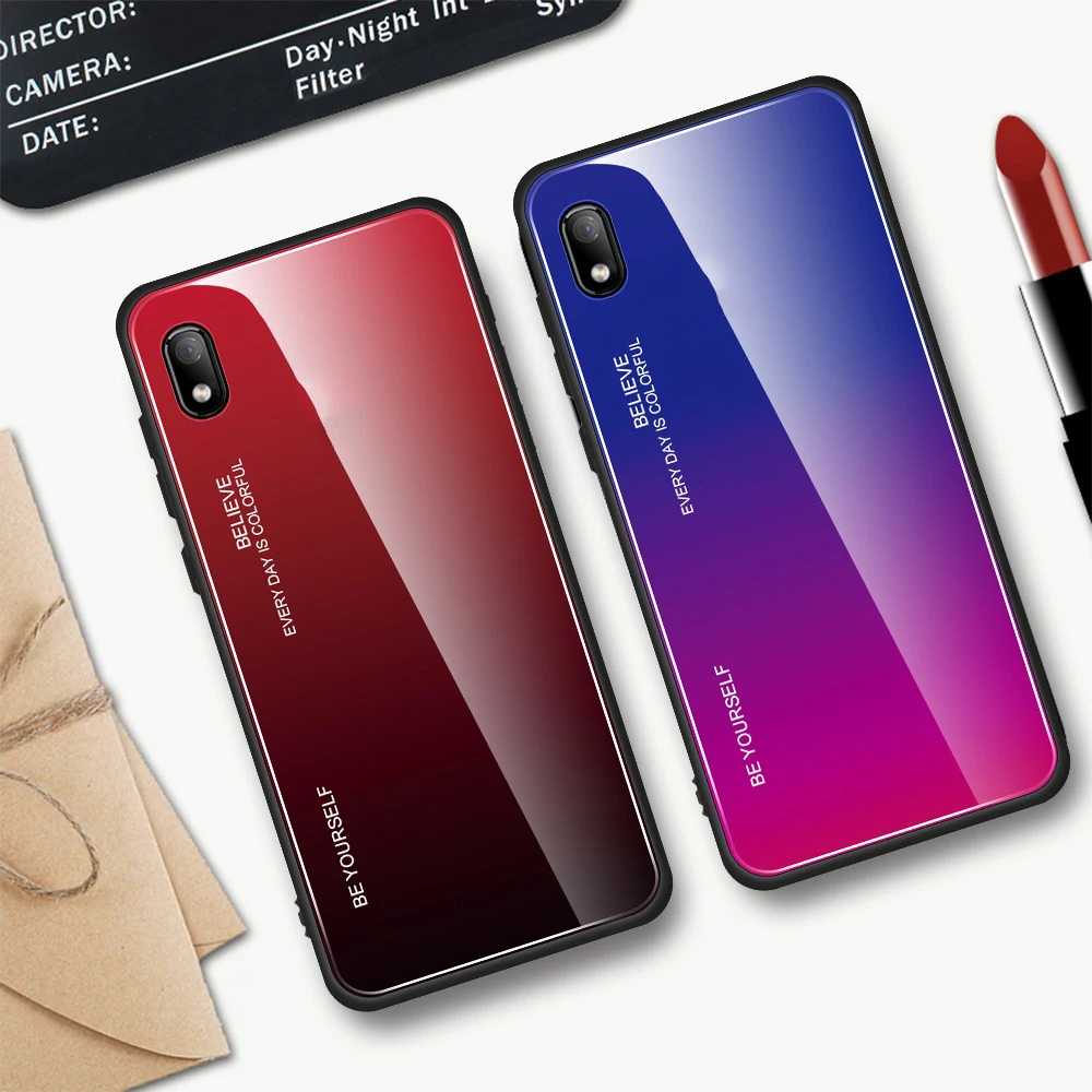 Hacrin чехол для Xiaomi Redmi 7 силиконовый градиент закаленное стекло Жесткий Чехол 7a