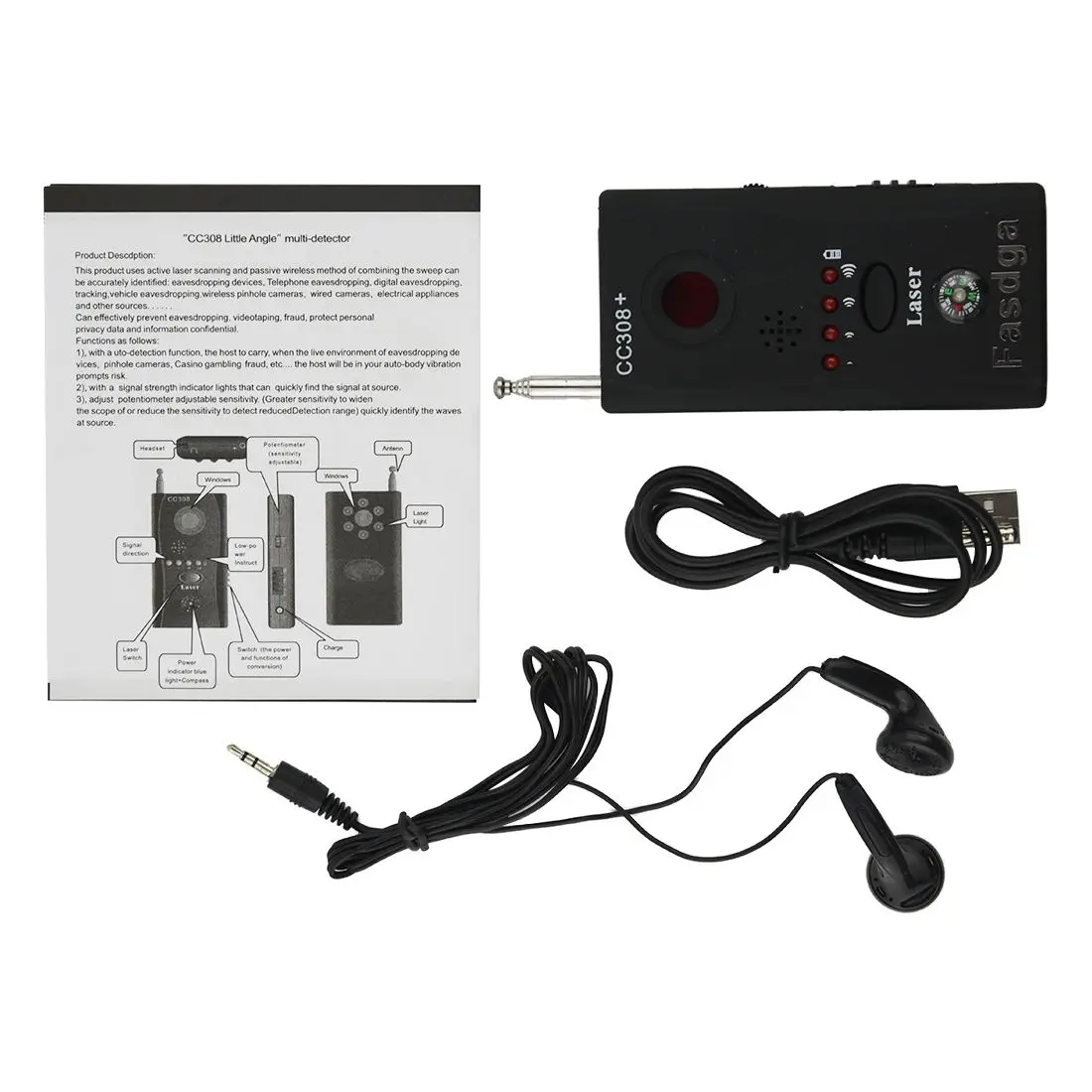 

2 pcs of MOOL Fasdga Signal Bug RF Detector Camera Lens GSM Device Tracer Finder