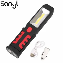 SANYI светодиодный фонарь с подзарядкой от USB, контрольный фонарь, 3 режима, магнитный крючок, аварийный фонарь, фонарь для работы, ремонта