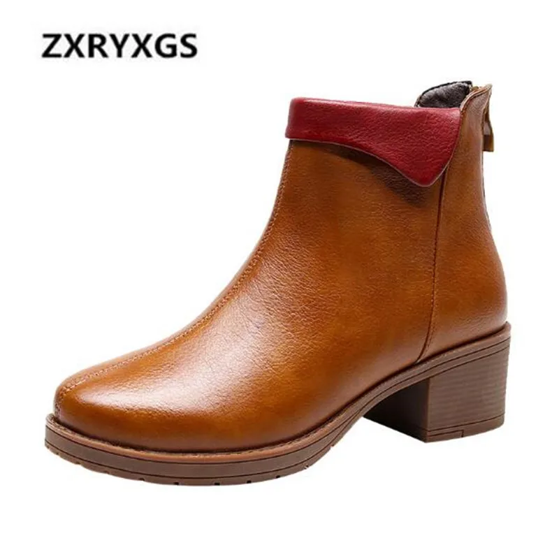 

New Fashion Cow Leather Women Boots 2018 Autumn/Winter Boots Large Size Comfort Warm Martin Boots Non-slip Elegant Ankle Boots