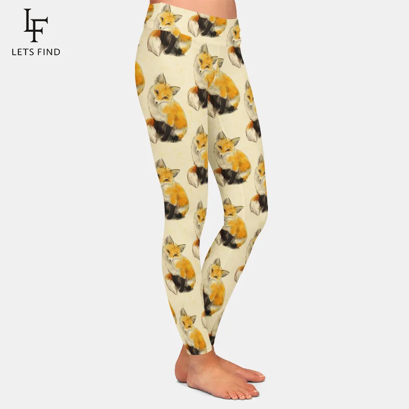 compression leggings LETSFIND Brand Fashion New Hot Sale Women Fox Print Leggings High Waist Elastic Leggings Plus Size Women Pants yoga leggings