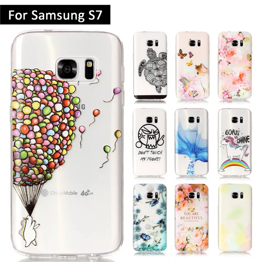 3D Relief Case Cover For Samsung Galaxy S7 G930 G930F Soft TPU Silicone Back Shells S 7 G 930 930F Cases Funda |