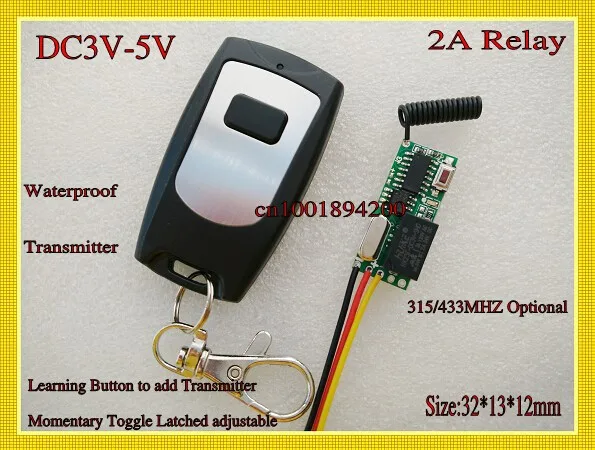 

Digital Radio Remote Control Switch Mini Size DC5V Transmitter Receiver System Normally Open Comon Normally Close Learning Code