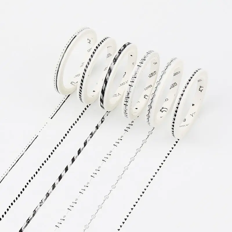 

5mmx7m Black White Japanese Masking Paper Washi Tape DIY Scrapbooking Sticker