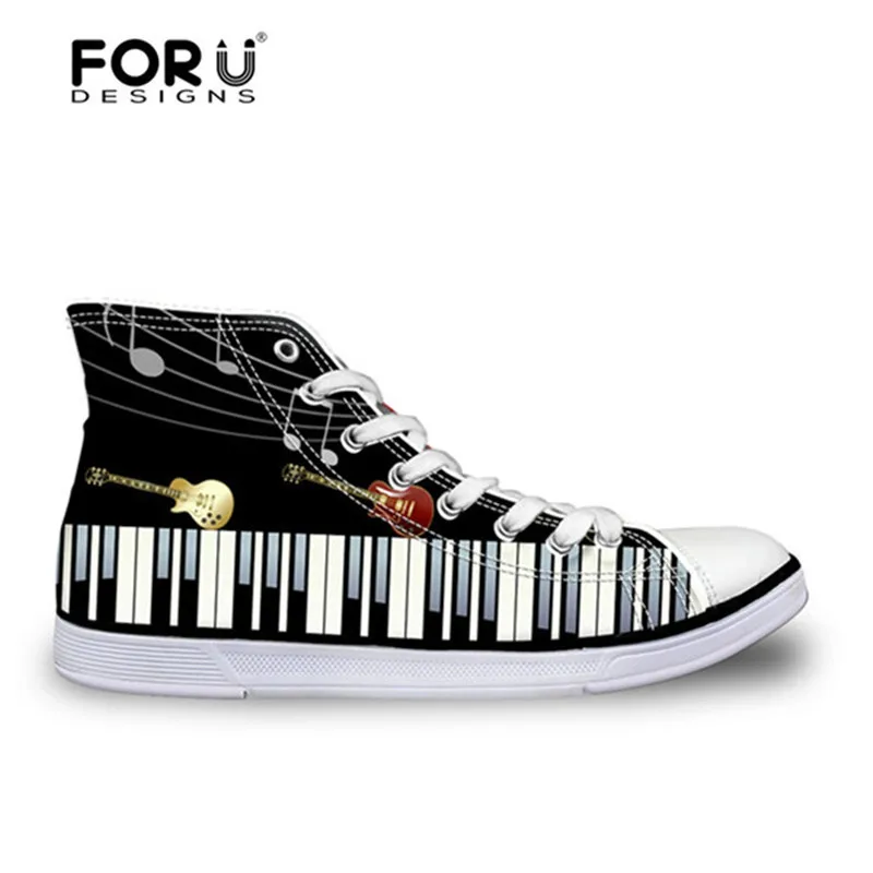 FORUDESIGNS/высокая обувь с 3D-принтом для нот; Повседневные Классические женские парусиновые кроссовки на шнуровке; модная обувь для девочек; Zapatos - Color: H7397AK