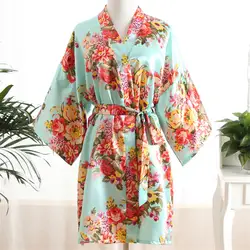 Синий цветок для женщин кимоно халат ванной невесты свадебное платье Ночная рубашка Домашняя одежда пижамы сексуальная печати белье