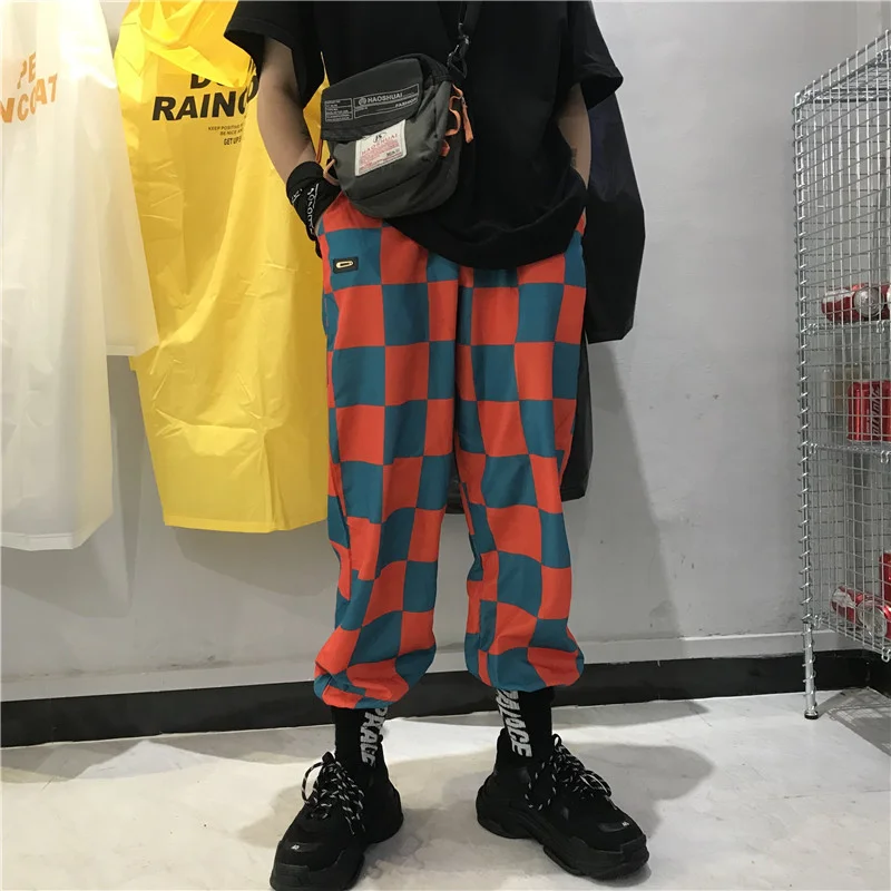 Хип-хоп гарем уличная одежда размера плюс штаны для бега в клетку Harajuku корейские женские мужские брюки в стиле панк карго шахматная доска рэп свободный низ
