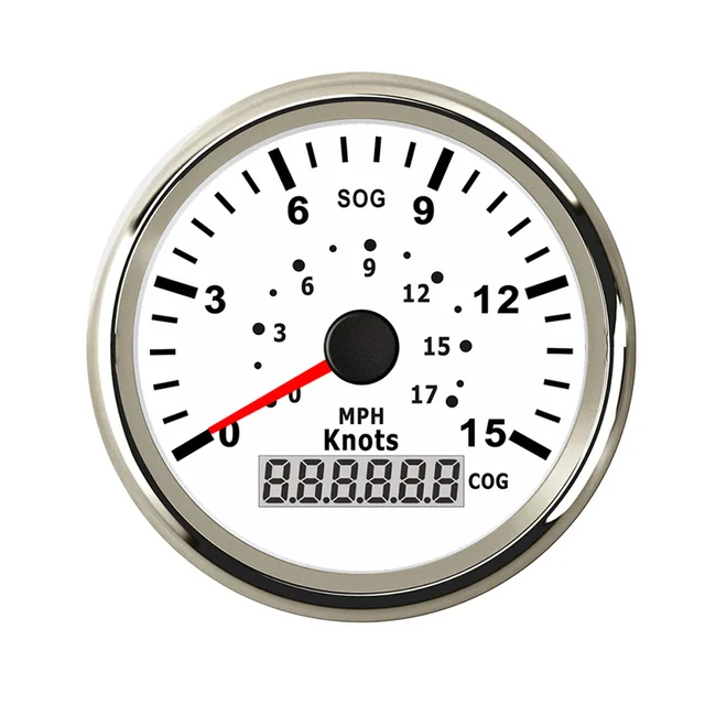 Black 85MM Boat GPS Speedometer Speedo Gauge 15Knots 0 17MPH for Car
