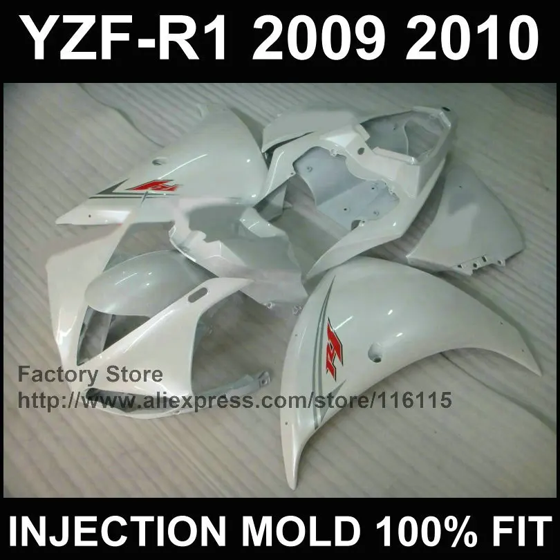 Формы для литья под заказ фабрика обтекатели комплект для YAMAHA 2009 2010 2011 YZF R1 09 10 11 YZF 1000 белого и черного цвета YZFR1 Комплект обтекателя