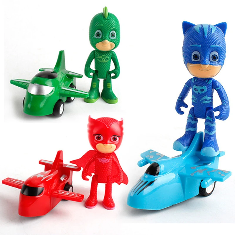 3pcs/set Pj Cartoon Mask Pajamas Car Plane Toys Catboy
