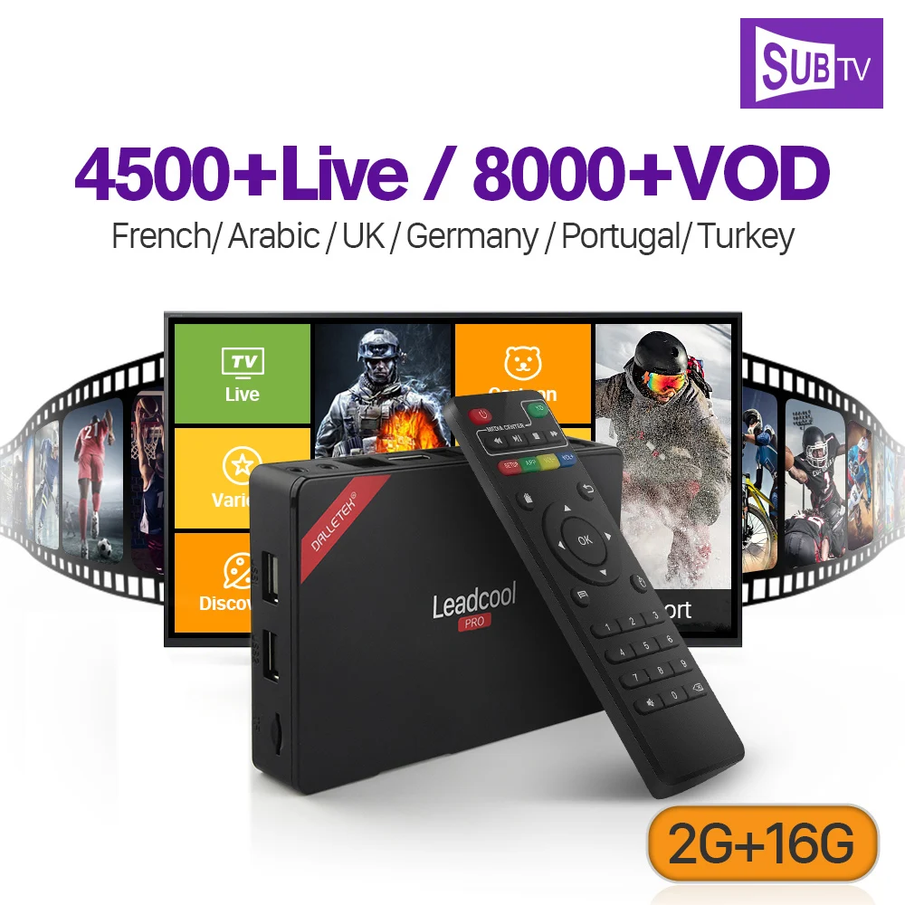 

Leadcool Pro IPTV France Arabic Box 1 Year IPTV Subscription SUBTV Code Portugal Turkey French Arabic Belgium Canada IPTV Italy