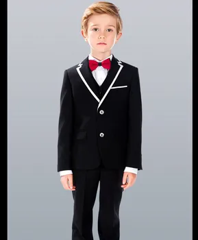 

Brand New Boy Tuxedos Notch Lapel Children Suit White/Black Kid Wedding/Prom Suits ( Jacket+Vest+Pants+Tie +Shirt ) NH8