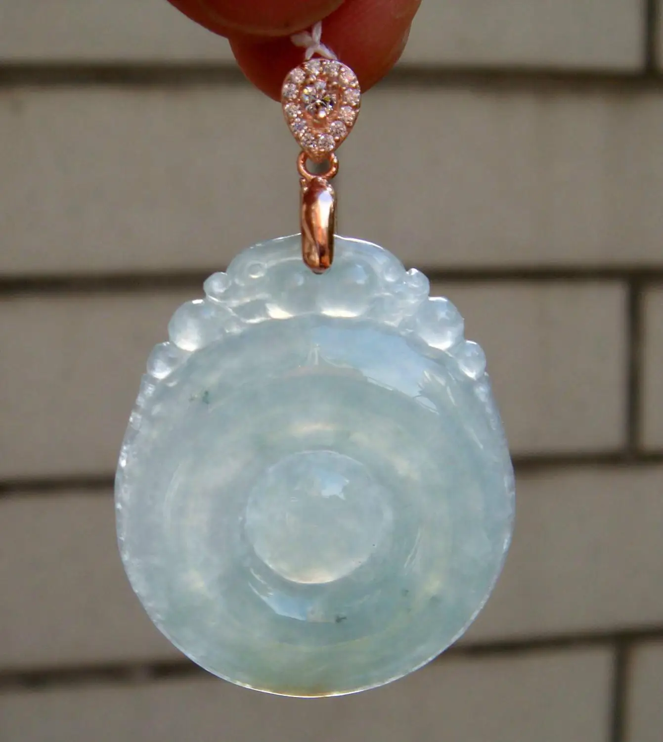 

HK CertifiedIcy Translucent Floral Jadeite Jade 925 Silver Bail PendantGrade A