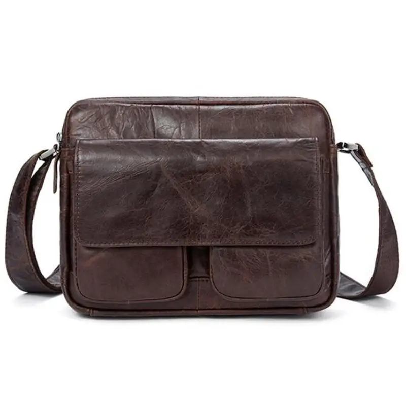 

Hot Mens Bag Leather Genuine Coffee Small Man Messenger Bag High Capacity Business Bag Male Shoulder Crossbody Bags For Men Tote