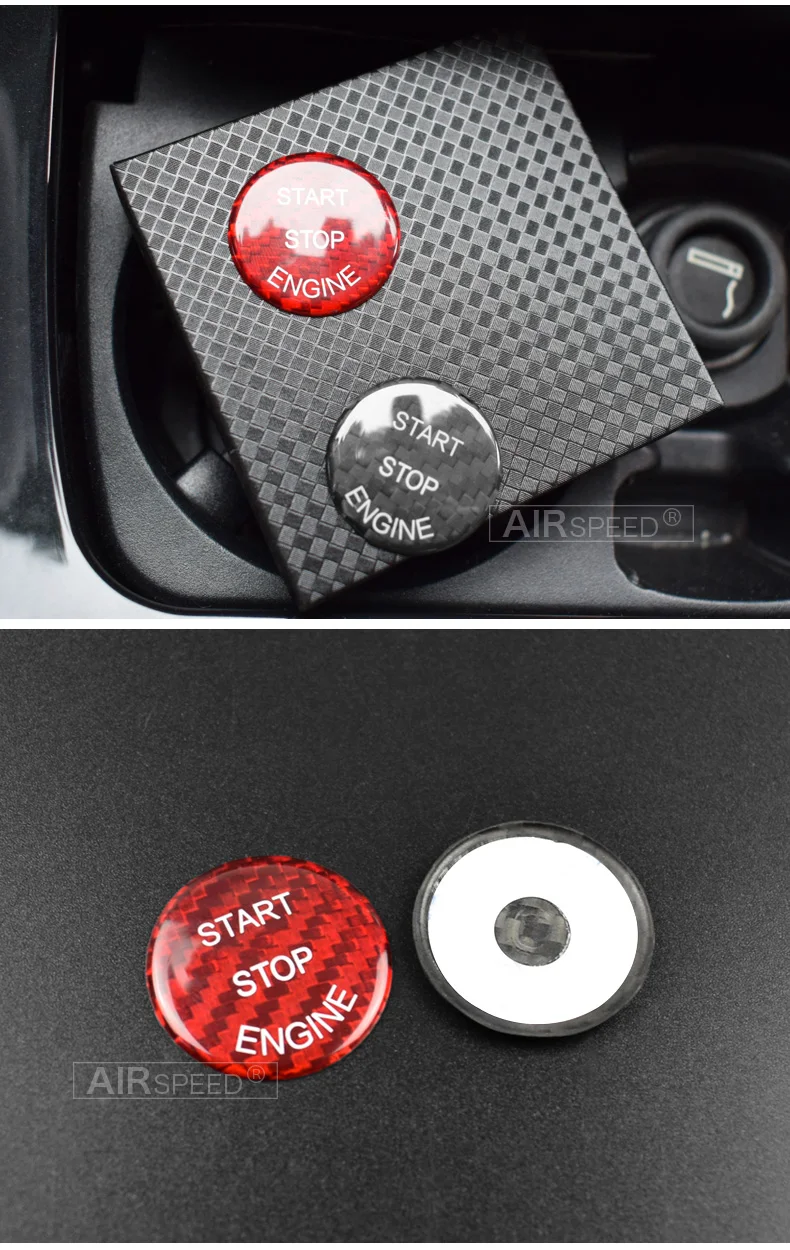 Airspeed for BMW E70 E71 F25 F26 F01 F20 F21 F30 F10 Carbon Fiber Car Engine Start Ignition Button Cover Stickers Interior Trim (6)