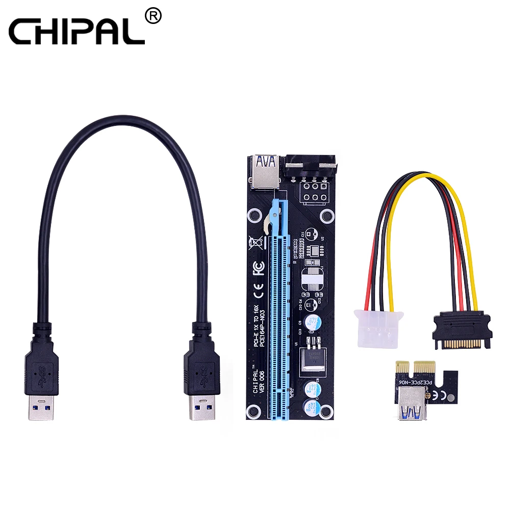 CHIPAL PCI Express 30 см PCI-E 1X к 16X переходная карта конвертер PCIE удлинитель с USB 3 0 + SATA