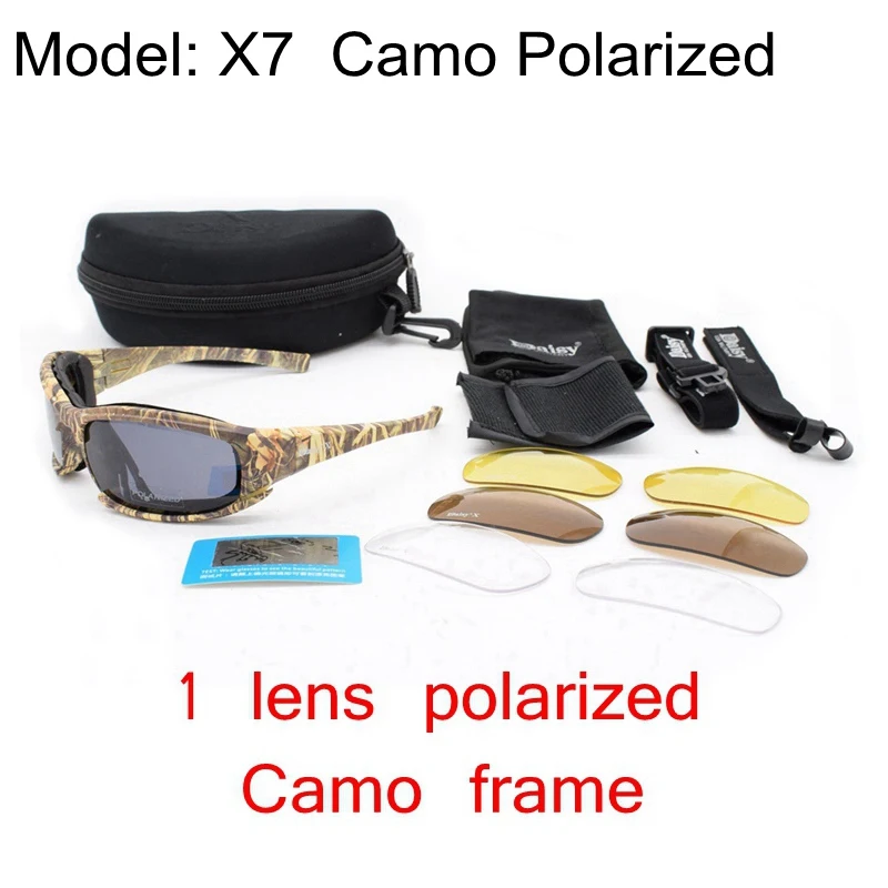 Армейские очки, солнцезащитные очки, мужские военные солнцезащитные очки, 4 линзы, набор для мужчин, военные игры, тактические велосипедные очки, для улицы - Цвет: X7 Polarized CAMO