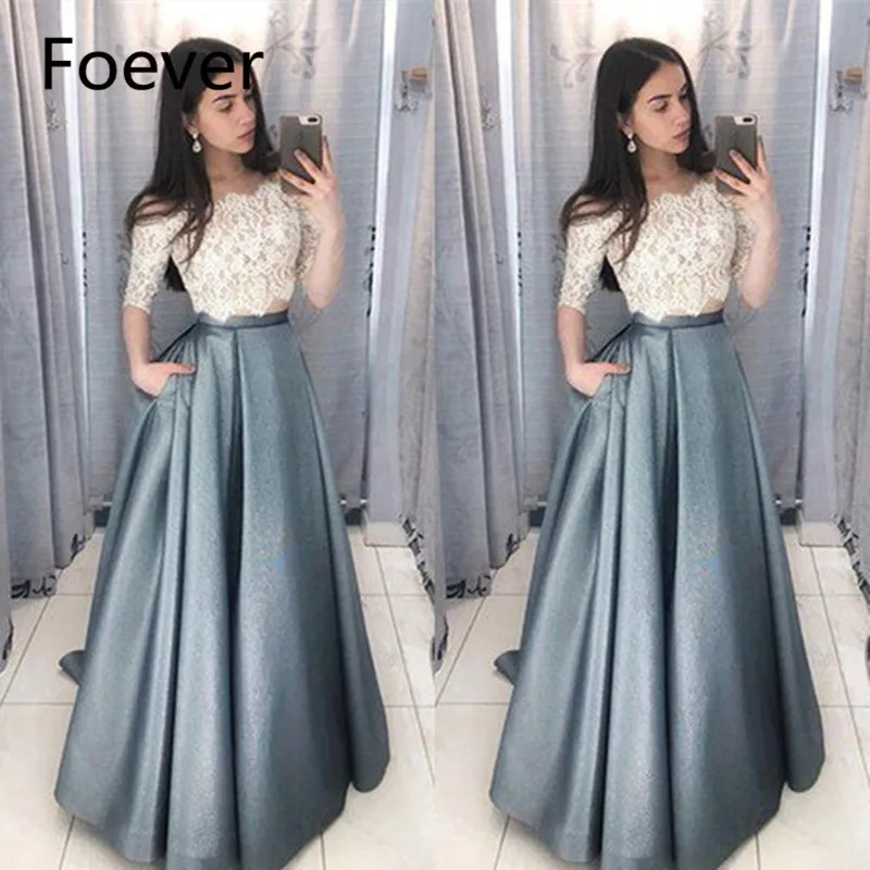 Diez atleta Esperar algo Vestidos de encaje de dos piezas para baile de graduación, vestido de media  manga de gala, corte en A, importado, Formal, para mujer, 2019|Vestidos de  noche| - AliExpress