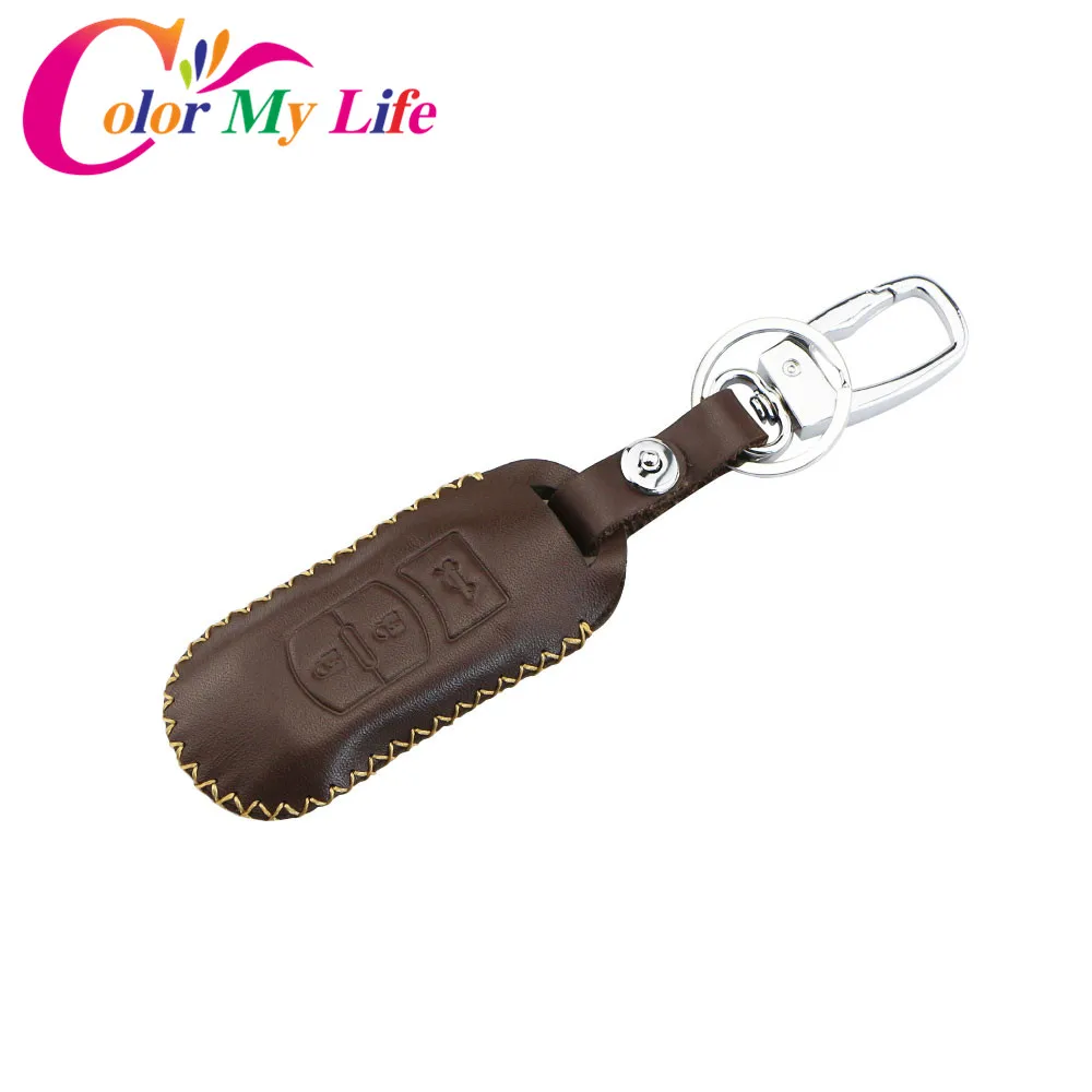 

Color My Life Leather Car Remote Key Case Cover for Mazda 2 3 6 Axela Atenza CX-5 CX5 CX-7 CX-9 2014 - 2018 Smart 3 Buttons