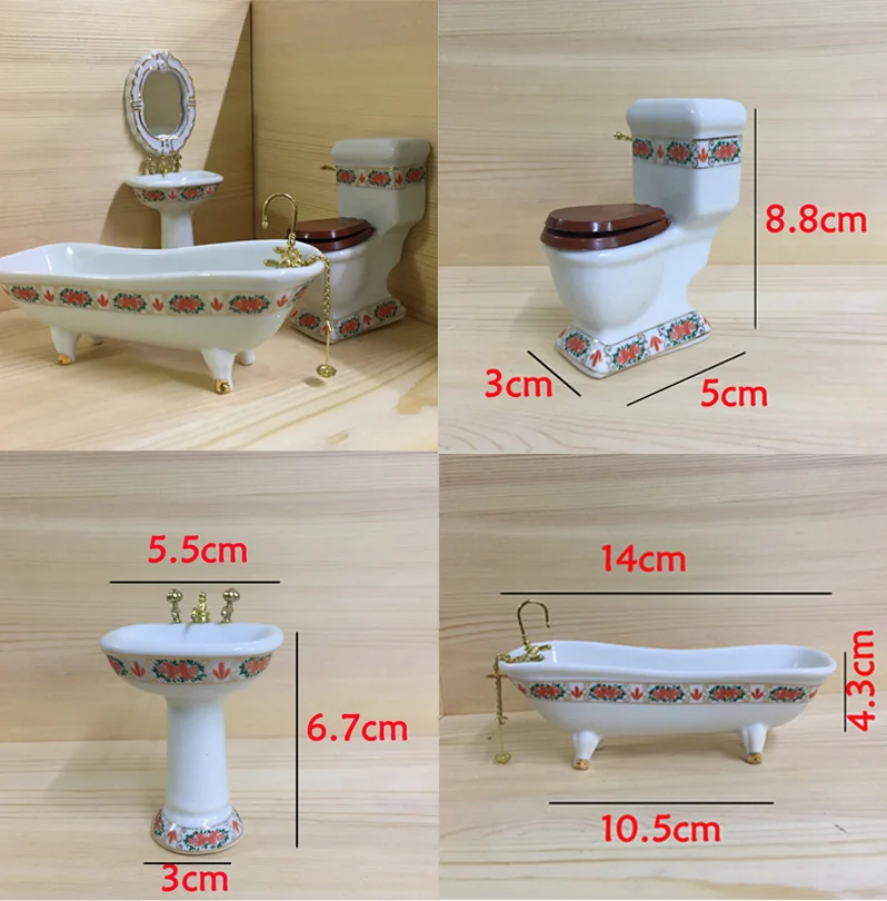 Doub K Имитация из чистого белого золота плетеная керамическая ванная 1:12 Кукольный домик Миниатюрный ролевые игры мебель мини-игрушки для дома