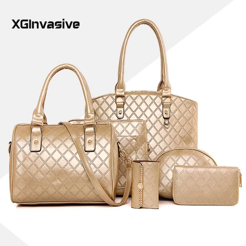 

Women Hand Bag 6 Sets 2018 Fashion Combination Crossbody Bag for Women luxurious PU Leather Handbag Female designer shoulder bag