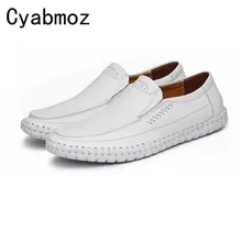Весна Повседневная мужская Высокое Качество Натуральная Кожа Скольжения на Мокасины Вождения Обувь Fahion Лодка Обуви Мужская Ручной Швейной мокасины