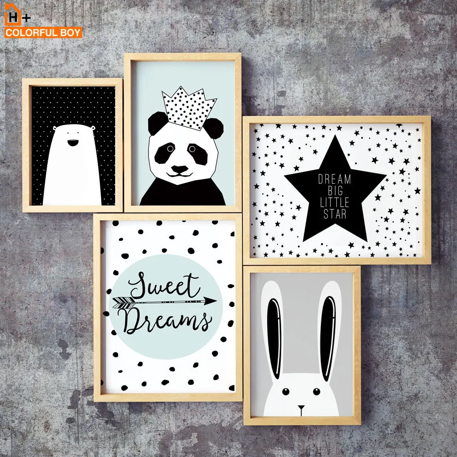 

Canvas Painting Wall Art Print Crown Panda Animal Nordic Style Kids Decoration Posters And Prints Wall Pictures Home Wall Decor