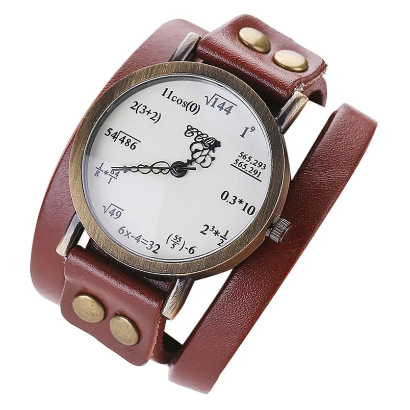 Брендовые Модные Винтажные креативные часы с кожаной математической формулой, повседневные женские кварцевые часы с браслетом, Relogio Feminino - Цвет: D