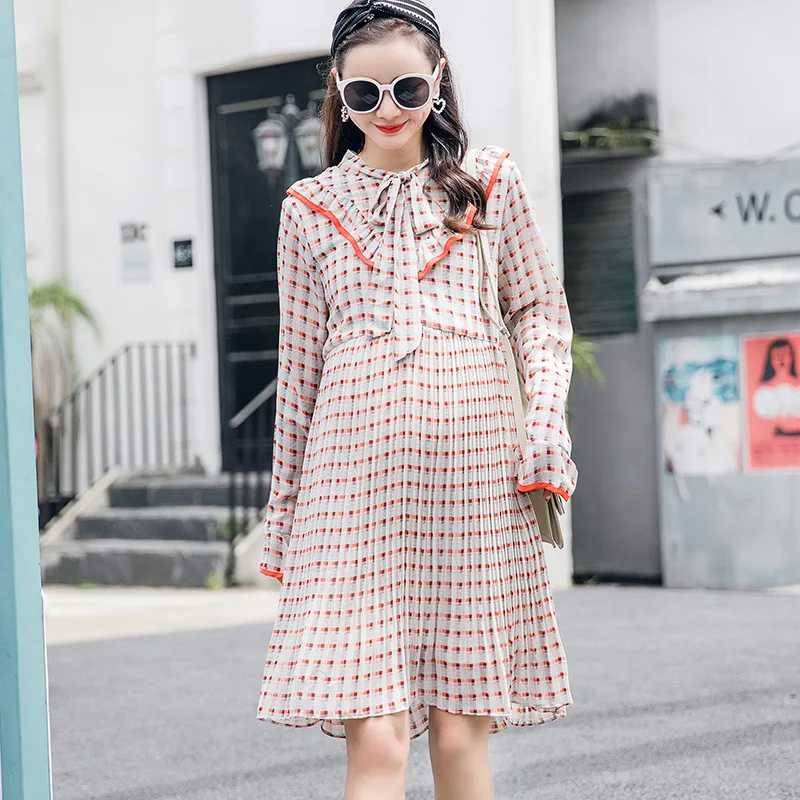

New Arrival Autumn Chiffon Dress Long Sleeve for Pregnant Women Maternity Dresses for Photo Shoot Boho S-2XL