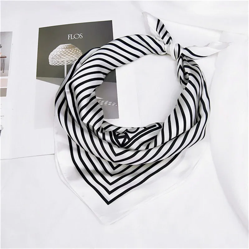 60*60 см квадратный шелковый резинка для волос повязка-шарф элегантный Для женщин голова тощие волосы кабельная стяжка небольшой платок бандана шарф - Цвет: 12