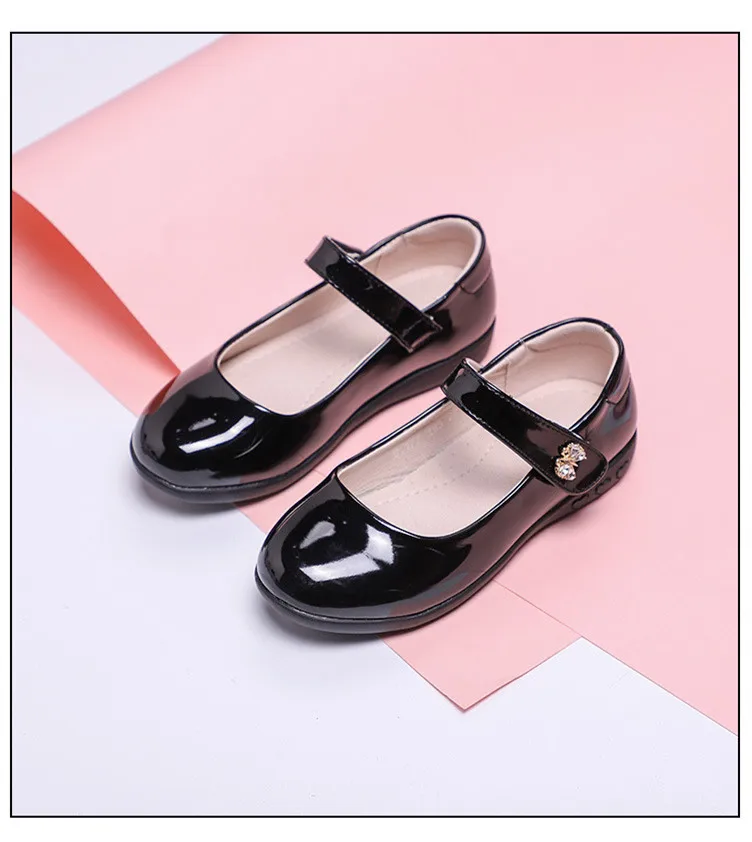 Vestido de Escola Estudante do Bebê da Criança Nova Primavera Outono Crianças Sapatos Preto Apartamentos Respirável Meninas Princesa Couro 02 - 3 Mamãe e Bebê