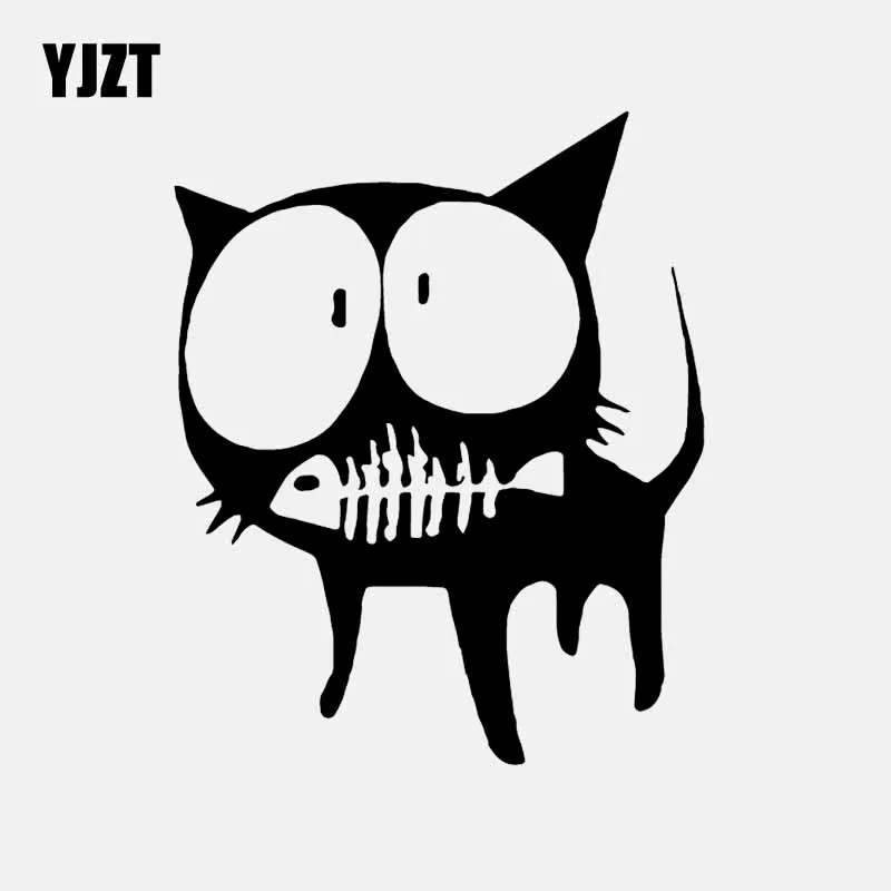 YJZT 12 9 см * 16 виниловые наклейки с животными Смешные коты рыбы большие глаза