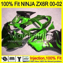 8Gifts Injection mold Body For KAWASAKI NINJA ZX-6R 00-02 1HM148 ZX 6R ZX6R 00 01 02 ZX636 2000 2001 2002 Fairing Green black