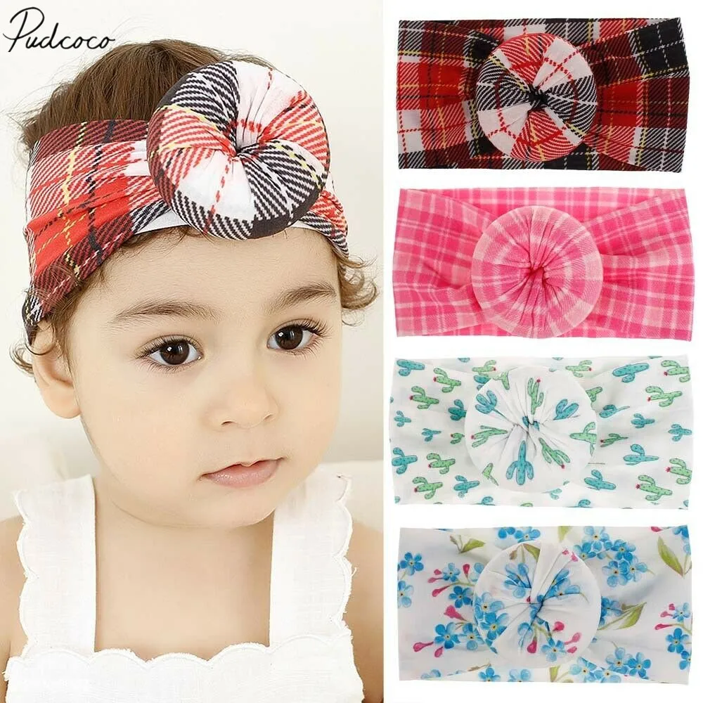 

2019 Baby Summer Accessories Kids Girl Boys Baby Headband Infant Newborn Flower Plaid Bow Hair Band Photo Props Gifts