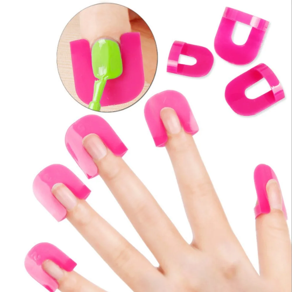 

10Size 26Pieces Nail Polish Plastic Manicure Stick Model Leak Nail Protection Glue Model Edge Spill-Proof Clamp Nail Art Tool