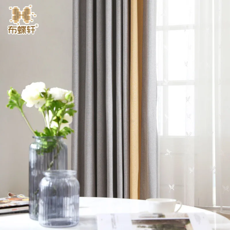 

New Modern Jane European new Chinese Style Living Room Bedroom Curtains Custom Cotton Linen White Embroidered Yarn
