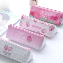 Kawaii Pink Strawberry pencil bag for girls Cute Triangle Pencil case pen Pouch Office School Supplies Stationery gift Zakka cute sumikko gurashi pencil bag for school big capacity pencil case stationery pouch estuche school office supply zakka