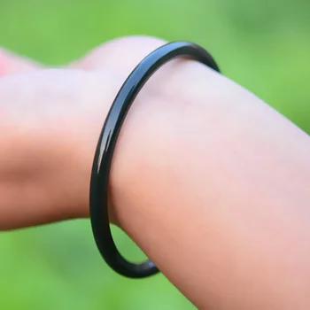 

Hetian yu bracelet black blue yu fine material thin round bracelet