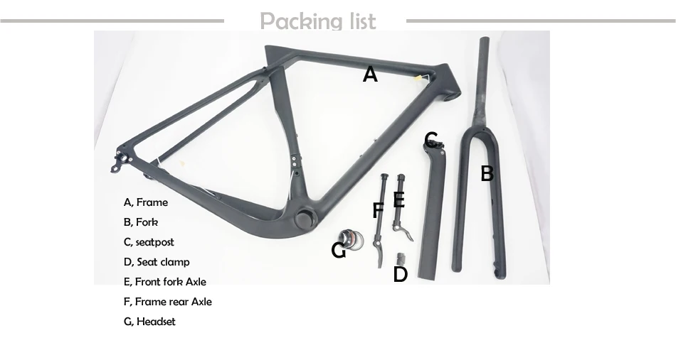 gravel carbon frame packing list