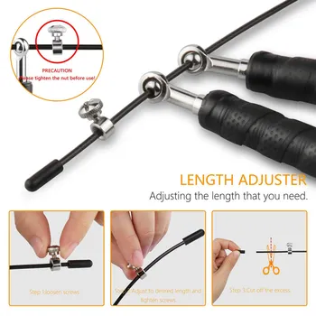 

Newly PVC Skipping Jump Rope Adjustable Steel Ball Bearings Non Slip Grips Cable for Fitness Gym BN99