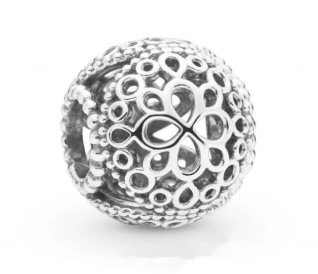 

Original 925 Sterling Silver Bead Openwork Flower Charm With Crystal Bead Fit Pandora Bracelet & Bangle Diy Jewelry