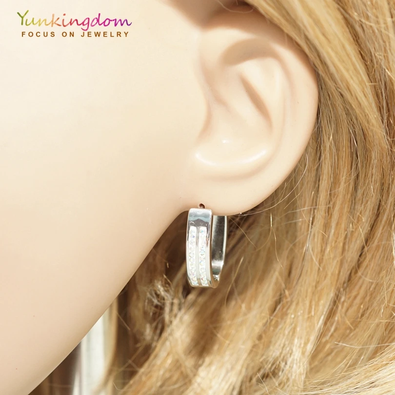 Yunkingdom cz кристалл серьги-кольца для женщин вольфрамовые стальные серьги Модные женские серьги UE0036