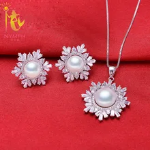 NYMPH Maxi 925 пробы, серебряные ювелирные изделия, жемчужный ювелирный набор, натуральный пресноводный жемчуг, ожерелье, подвеска, серьги для свадьбы 01