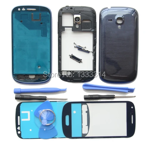Original Blue Complete Full Housing Back Cover Middle Frame Bezel for Samsung Galaxy S3 mini i8190