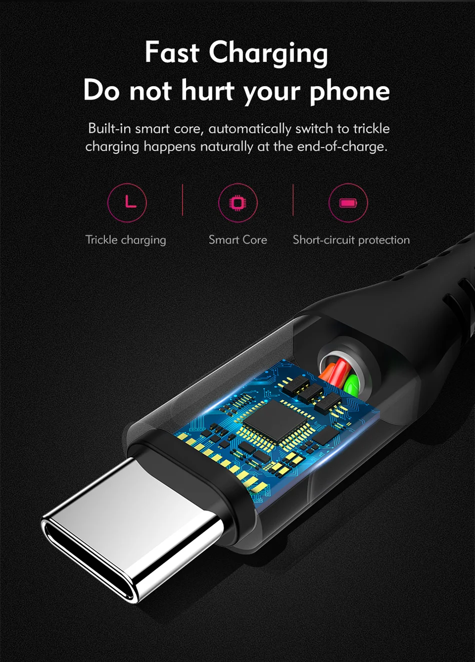 Benks Nylon USB Type C Fast Charging Cable For Samsung S8 S9 Huawei P10 P9 Plus Xiaomi 6 5 Android  Phone 5A Charger Cables 1 (6)