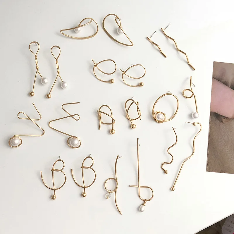 

Korea Fashion Jewelry Geometric Irregular Natural Freshwater Pearl Long Drop Earrings for Women Accessories Brincos Pendientes